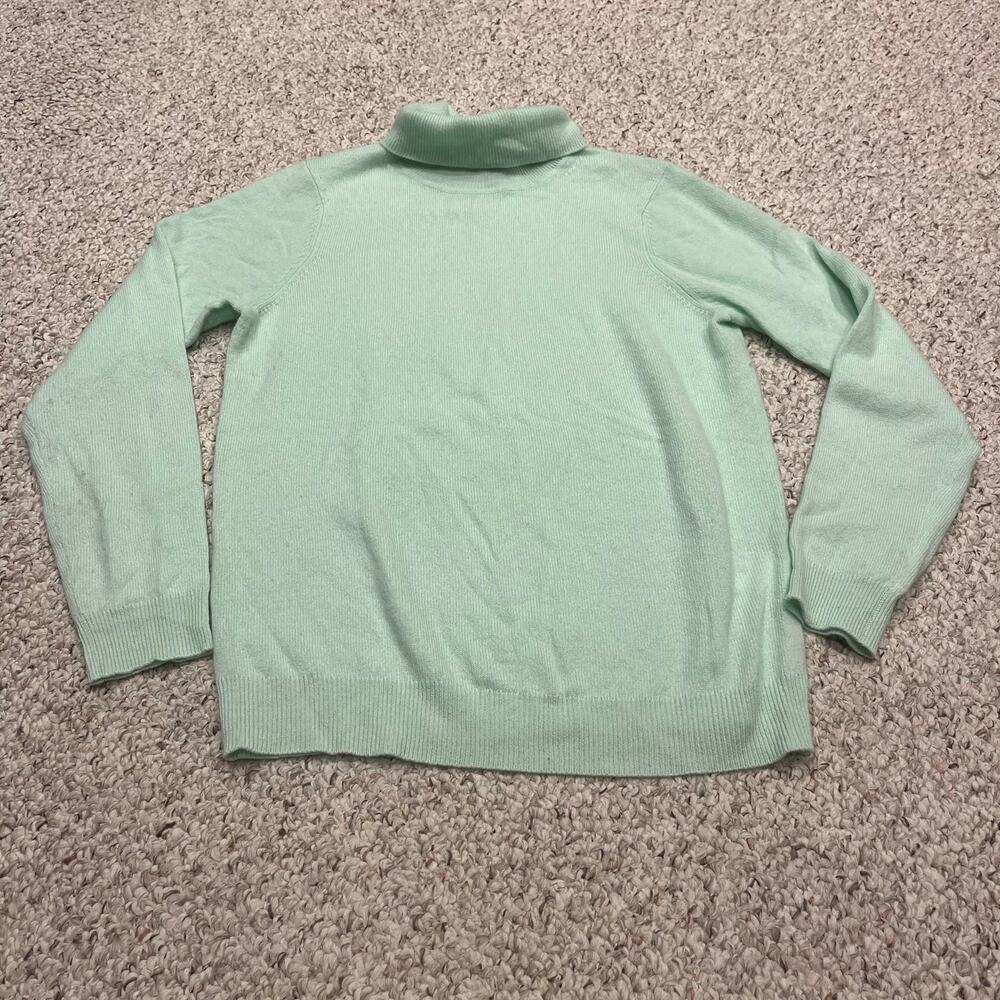 Charter Club Cashmere Turtleneck Sweater M Mint Green Quiet Luxury Cozy Casual